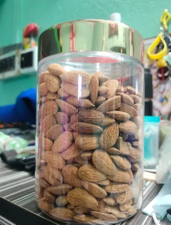 Customer photo: almonds stored in a clear container